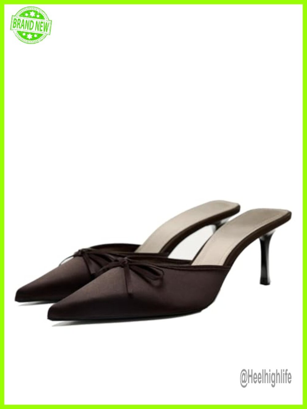 Kitten Heel Bow Mules Pointed Toe Backless Slip On Pumps